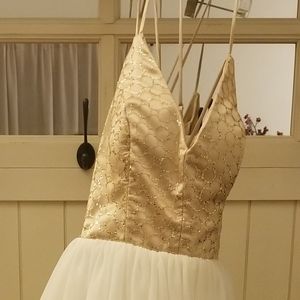 White gold prom dress